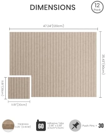 Bumusty 48"x 36" Large Felt Bulletin Board Tiles, Taupe - Image 2