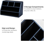 PU Leather Desk Organizer, Remote Control Holder, Dark Blue - Image 5