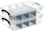 Citylife 2PC Clear Craft Organizers and Storage with 3 Removable Dividers by CITYLIFEHomeOrganization