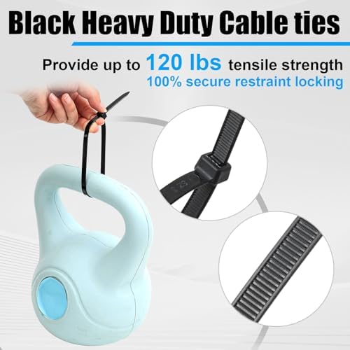 Reallnaive 500 Pcs 10 Inch Zip Ties Heavy Duty Black 120 Lbs - Image 4