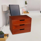 Wooden Desktop Storage Organizer with Three-layer Drawers for Desks - Image 5
