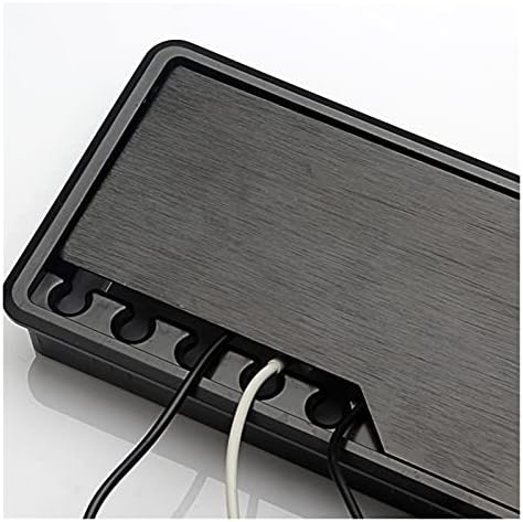 Computer Wire Cable Hole Cover Grommets， Alloy Desk Cable Grommet Rectangular Threading Box with Wire Clip Holder Table Outlet Line Hole Cover Office Furniture Hardware(Black) - Image 5