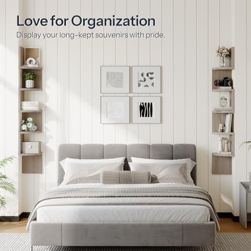 HOOBRO Corner Shelf Wall-Mounted, Set of 2 Floating Corner Shelves for Wall - Image 4