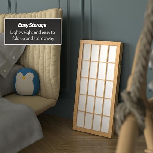 2 ft. Short Desktop Window Pane Shoji Screen - Natural - 3 Panels - Image 5