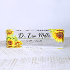 Artblox Office Desk Name Plate Personalized | Custom Name Plates for Desks | Sunflowers Design On Clear Acrylic Glass | Office Desk Decor - (8" x 2.5") - Image 2