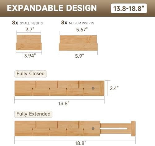 Bamboo Drawer Dividers, Expandable Kitchen Drawer Organizer - Image 2