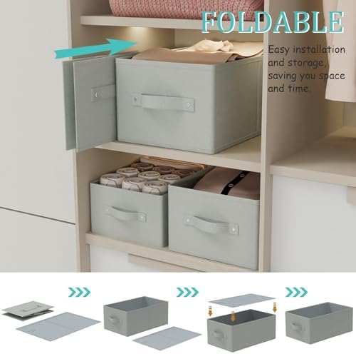 Storage Basket, Closet Organizer, 3 Pack, Grey, 18.5x11x7.9 In - Image 6