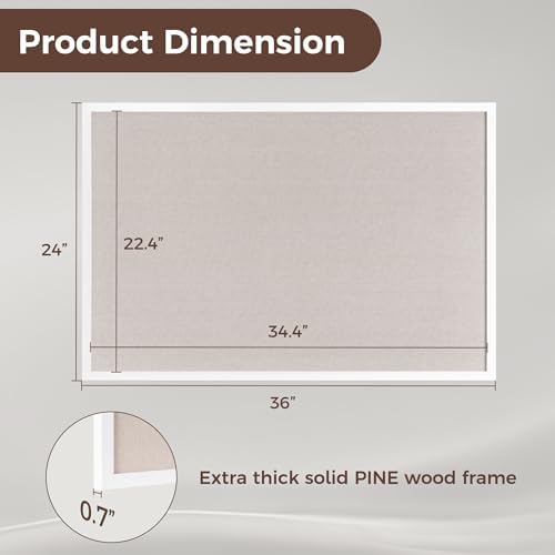 Fun Memories Cork Board Bulletin Board for Office, 24" x 36" Oak Wooden Framed Corkboard, Wall Mounted Notice Pin Board for School Home & Office, White - Image 2