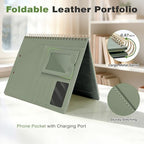 Clipboard with Storage for Men Women, Leather Padfolio Portfolio Organizer 5 Folders with 10 Pockets, Spiral Clipboard Folio with Notepad for Letter Size, Elastic Closure and Pen Loop Sage Green - Image 4