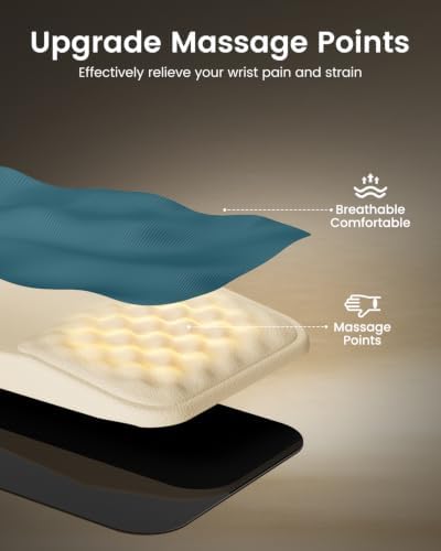 ProtoArc KMP50 Ergonomic Mouse Pad with Wrist Rest, Lycra Surface, Blue - Image 4