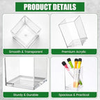 40 Pack Clear Acrylic Pen Holder 2 Size Pencil Cups Sets Makeup Brush Holder Bookmark Organizer Stationery Storage Desktop Accessories for Office and Home Desk Organizer Supplies - Image 3