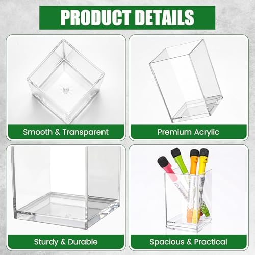 40 Pack Clear Acrylic Pen Holder 2 Size Pencil Cups Sets Makeup Brush Holder Bookmark Organizer Stationery Storage Desktop Accessories for Office and Home Desk Organizer Supplies - Image 3