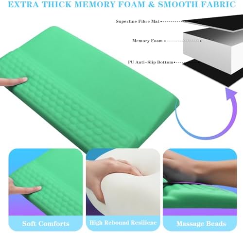 Computer Keyboard Stand with Wrist Rest, Ergonomic Tilted Keyboard Holder - Keyboard Riser with Wrist Pad - Keyboard Tray Support for Office Home - Green - Image 4