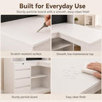 51.6" White L Shaped Home Office Desk with Drawers and Storage - Image 6
