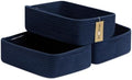 MiniArk Large Shallow Organizing Baskets 15x11x5.1 Inches - Rope Woven Storage Bins for Bathroom, Shelves, Cube Closet, Navy Blue 3 Packs by MiniArkStorageBasketsHome