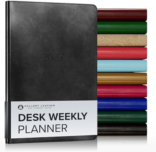 Gallery Leather Desk Weekly Planner 2026-2027 Acadia Black by GalleryLeather