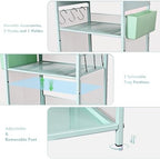 Mint Green Kids Nightstand, Small Nightstand for Bedroom, End Table with Hooks and Holder, Toddler Bedside Table, Desk Organizer for Office, Small Desk for Living Room, Dorm (Mint) - Image 4