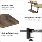 2-Tier Desk Extender, 22-inch Clamp-On Desk Shelf, Height-Adjustable Desktop Shelf Organizer for Monitors Office and Gaming Accessories, Arm Support Table Extension, Dark Brown - Image 5