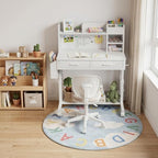 WINAZ White Kids Desk with Hutch, Height Adjustable 32" Small Study Table - Image 2
