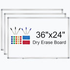 H-Qprobd 3' x 2' Whiteboard Dry Erase White Board for Wall 36x24 (3pcs) Magnetic Boards for Office Classroom & Home, Small Wall Whiteboard Including 6 Markers, 20 Magnets, 2 Erasers by H-Qprobd