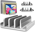 Adjustable Laptop Stand, 5 Slots, Aluminum Space-Saving, for Apple MacBook/Surface/Galaxy/Tablet/iPad/iPhone, Silver by TEFONIA