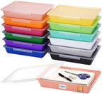 Tinlade 12 Pcs Classroom Paper Storage Bins with Lids, Vibrant, 13x10in by Tinlade