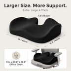 Sytopia Extra Large Office Chair Cushion, 19" x 17" Ergonomic Memory Foam Seat Cushion, Pressure Relief for Tailbone Pain, Sciatica & Hip Pain, Booster Pad for Sitting & Driving, Extra Cover (Black) - Image 3