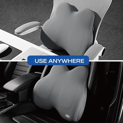 Skechers Memory Foam Lumbar Pillow,Lumbar Support Pillow for Office, Chair Lower Back Pain Relief Lumbar Pillow, Ergonomic Design Back Support Pillow for Office Chair, Car, Home, Travel,Gray - Image 4
