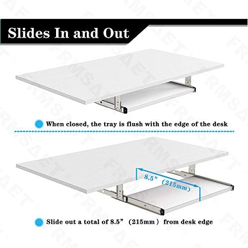 FRMSAET Under Desk 20/24/30 inch Keyboard Drawer Platform (20 in, White) - Image 3