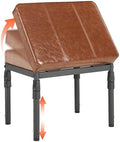 Adjustable Ottoman Pouf, 60 Degree Tilt Footrest, Brown Synthetic Leather by TIOPGHAD