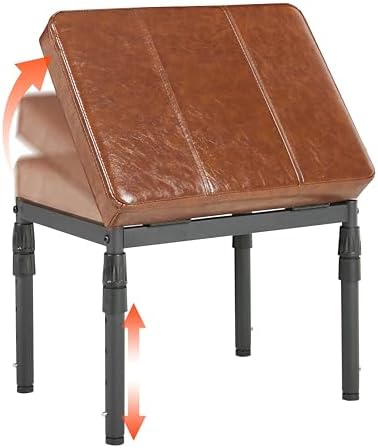 Adjustable Ottoman Pouf, 60 Degree Tilt Footrest, Brown Synthetic Leather by TIOPGHAD