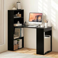Tangkula Computer Desk with Bookshelf, Writing Study Desk with Storage Shelves & CPU Stand, Modern Compact Computer Workstation for Home & Office, Space-Saving Design (Black) by TANGKULA