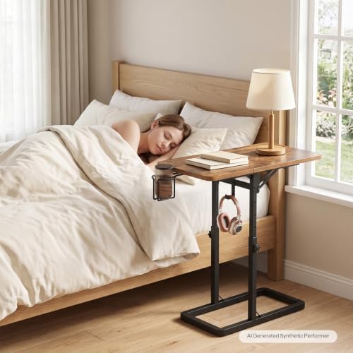 HOOBRO Adjustable TV Tray Table, C-Shaped Side Table with Foldable Tabletop - Image 6