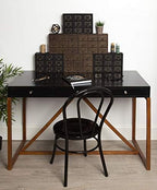 Kate and Laurel Apothecary Wood Desk Drawer Set, 9 Drawers, Rustic Black - Image 2