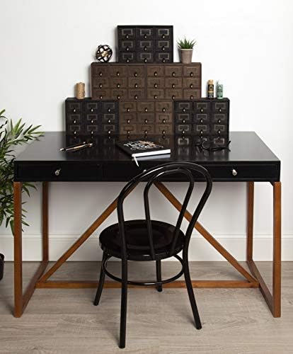 Kate and Laurel Apothecary Wood Desk Drawer Set, 9 Drawers, Rustic Black - Image 2