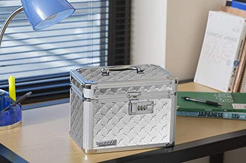 Vaultz Combination Lock Box - Secure Safe for Documents, Valuables, Medicine & Money - 10 x 7.25 x 7.75 Inch - Silver Treadplate - Image 2