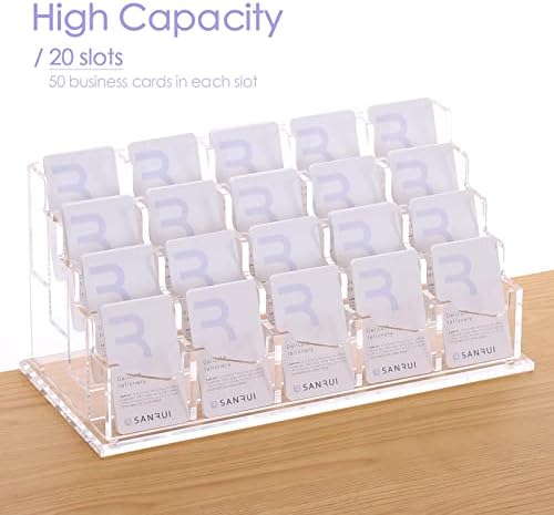 SANRUI Acrylic Business Card Holder for Desk, 20-Slot Vertical Clear - Image 3