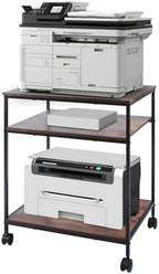 EMERIT 3-Tier Printer Stand for Laser/Inkjet/All-in-One - 23.6x18.9x31.5 Heavy Duty Cart w/Adjustable Shelves & Lockable Wheels, Storage for Scanner/Fax/Supplies - Industrial Home & Office by eMeritDirect