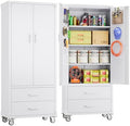 SUXXAN Rolling Storage Cabinet with 2 Doors and 2 Drawers, Heavy Duty Metal Storage Cabinet with Shelves, Locking Steel Cabinet for Warehouse, Home, Office (White) by SUXXANFurniture