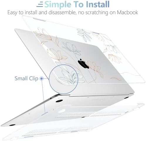 MEEgoodo for MacBook Air 13.3 inch Case 2021 2020 2019 2018 A2337 M1 A2179 A1932, Clear Case for MacBook Air M1, Hard Shell with Keyboard Webcam Cover & Trackpad Film & Type C Adapter,Engraving Floral - Image 4