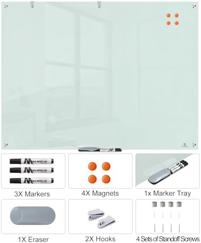 TSJ OFFICE White Board for Wall - 48" x 36" White Glass Board 4 X 3 FT - Image 4