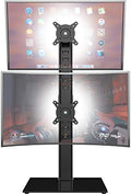 Dual Monitor Stand - Vertical Stack Screen Free-Standing Monitor Riser Fits Two 13 to 34 Inch Screen with Swivel, Tilt, Height Adjustable, Holds One (1) Screen Up to 44Lbs by HEMUDU