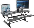 Mount-It! 47" Standing Desk Converter, XL Desktop Sit-Stand Desk Riser with Gas Spring Height Adjustment, Wide Desk Topper for Dual Monitors or Monitor & Laptop, Keyboard Tray, Black by Mount-It