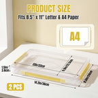 Clear Document Box, Portable A4 Paper Storage Organizer with Snap Latches, Stackable File Case for Certificates Photos Letter Size, Magazine Protector, 14.37" x 9.44" x 1.37" (2 Pack), Yellow - Image 2