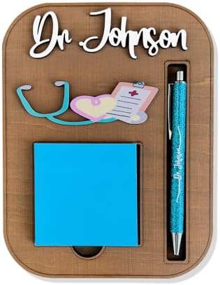 Personalized Sticky Note Holder for Nurse Medical Students, Custom Wooden Note Holder with Pen Slot, Funny Nurse Appreciation Gifts Supplies by Custom