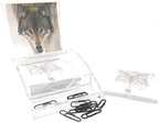 Sticky Notes Memo Pad Holder and Paper Clips Set (Wolf Face) - Image 2