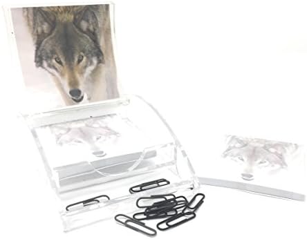 Sticky Notes Memo Pad Holder and Paper Clips Set (Wolf Face) - Image 2
