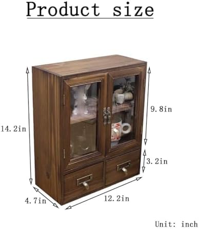 Narrow Vintage Pine Apothecary Cabinet 12"Lx4.7"Wx14" Drawer Burnt Wood - Image 3