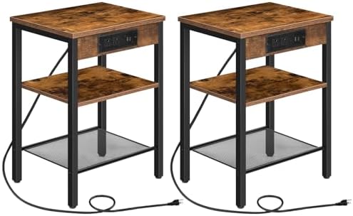 HOOBRO Side Tables with Charging Station, Small End Tables for Small Space by HOOBRO