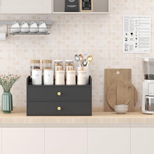Wisuce Bamboo Desk Organizer with Drawers for Tabletop Storage - Image 3
